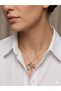 Gold Color Women's Steel Necklace with Colorful Stone Bird Figure and Large Stone Detail - 8