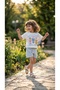 Punch Embroidered T-Shirt Checkered Shorts Girls' Two-Piece Set