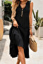 New Season Women's Strappy V-Neck Front Buttoned Midi Wrinkled Eid Summer Dress - 5
