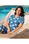 Blue Color Heart Pattern Shirt Collar Buttoned Short Sleeve Seasonal Thin Fabric Women's Pajama Set - 4