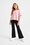 Girls Ribbed Double Set High Waist Spanish Flared Pants Blouse T-Shirt Double Set 4-12 Years - 2