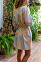 Women's White Oversize Wide Cut Long Folded Sleeve Midi Dress 3313275 - 3
