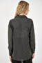 Women's Single Pocket Striped Oversize Shirt 20375 - Black - 5