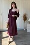 Burgundy Suit with Draped Chest Detail Shirt Dress - 3