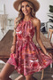 New Season Women's Off-The-Shoulder Halter Neck Patterned Mini Single Jersey Dress