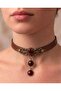 Genuine Leather Natural Stone Choker Design Necklace - 5