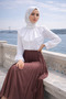 Women's Premium Pleated Brown Long Hijab Skirt - 4