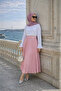 Women's Premium Pleated T.Pink Long Hijab Skirt - 2