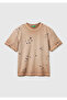 Boy's brown multi-print crew neck t-shirt