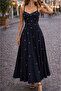 Women's Pearl Detailed Rope Strap Long Crepe Dress - 2