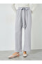 Grey Wide Leg Trousers with Tie Waist - 2