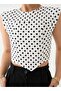 Polka Dot Crop Fitted Blouse