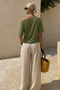 Women's Body-Fitting Basic Khaki Tight Blouse - 5