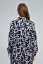 Women's Leaf Patterned Shirt with Tie Detail at the Waist - 5