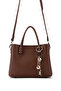 Women's Faux Leather Camel Handbag - 6