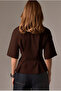 Women's Oversize Basic T-Shirt with Pleated Detail, Comfortable Cut, Casual Stylish Combination - 5