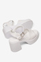 Women's White High Heeled Comfortable Single Strap Buckle Shoes - 5