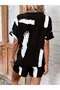 Women's Short Sleeve V-Neck Patterned Blouse and Short Two-Piece Single Jersey Set - 3