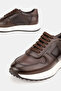 Men's Brown Genuine Natural Leather Sneaker Shoes with Laces, Eva Sole, Size 39-45-46 - 3