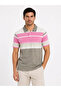 Men's Flared Combed Cotton Striped Polo Collar T-Shirt Short Sleeve Summer T-Shirt - Gray - 3