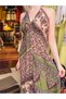 Green Color Halter Neck Backless Dress - 3