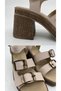 Women's Summer Sandals with Double Straps and Buckles on the Front, High Vintage Heels, and Ankle Buckle - 7