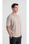 Men's Beige Oversize T-Shirt Comfortable Fit Crew Neck Combed Cotton Fabric - 5