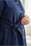 Women's Belted Side-Tie Buttoned Long Shirt - 4