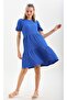 Blue Balloon Sleeve Summer Wrap Dress - 5