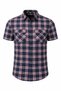 Cotton Double Pocket Snap Button Plaid Shirt Men's Slim Fit - 4