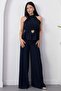 Halter Neck Buckle Waist Jumpsuit Grs3944 - 5