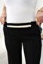 Plus Size Modal Fabric Black Trousers with Piping at the Waist - 9