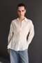 4846 Women's Waist-Fitted Lightly Transparent Basic Shirt Natural - 6