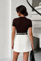 Women's Short-Sleeved T-Shirt with Gold Buckle Detail, Gathered Half Turtleneck, Sandy Lycra Stylish Blouse - 4