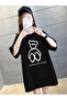 Printed Oversize Crew Neck T-Shirt - Black - 4