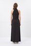 Black Double-Breasted Collar Sleeveless Waist Tie Slit Dress 251660 - 3