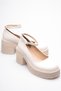 Women's Beige Patent Leather Ankle Boots Casual Shoes Fs06Ms01B - 3