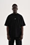 Men's Embroidered Metal Logo Interlock Oversize T-Shirt Black