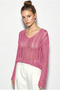 Women's Pink Openwork Casual Mercerized Premium Knitwear Blouse Tk261051 60286233 - 2