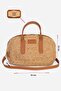 Lina Genuine Leather Handle Oval Knitted Bag Brown - 2