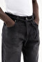 Men's Oversize Baggy Washed Jean Trousers Black - 5