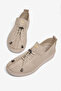 Women's Beige Comfortable Fit Stone Detailed Lace-Up Loafer - 5