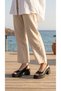 Closed Top Side Buckle Leather High Heeled Ankle Buckle Women's Summer Sandals - 5