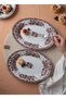 Burgundy Romance 2-Piece 25 cm Patterned Porcelain Kayık Salad Set – Stylish Tableware Set Burgundy Vintage - 5