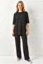 Women's Black Top and Bottom Knitted Set Tkm-19000495