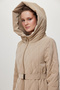 Hooded Belted Detailed Quilted Coat Beige 13973 - 2