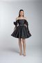 Mojo Girls' 10-15 Years Old Bow Detailed Off-Shoulder Short Dress Black