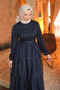 Navy Blue Layered Chiffon Dress - 3