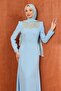 Baby Blue Stoned Fish Model Evening Dress - 2