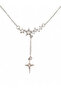Women's Silver Color Steel Chain Star Figured Dangle Stone Minimal Stylish Cast Necklace